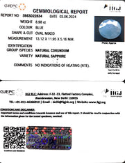 8.98/CT Natural Blue Sapphire with Govt Lab Certificate-4551